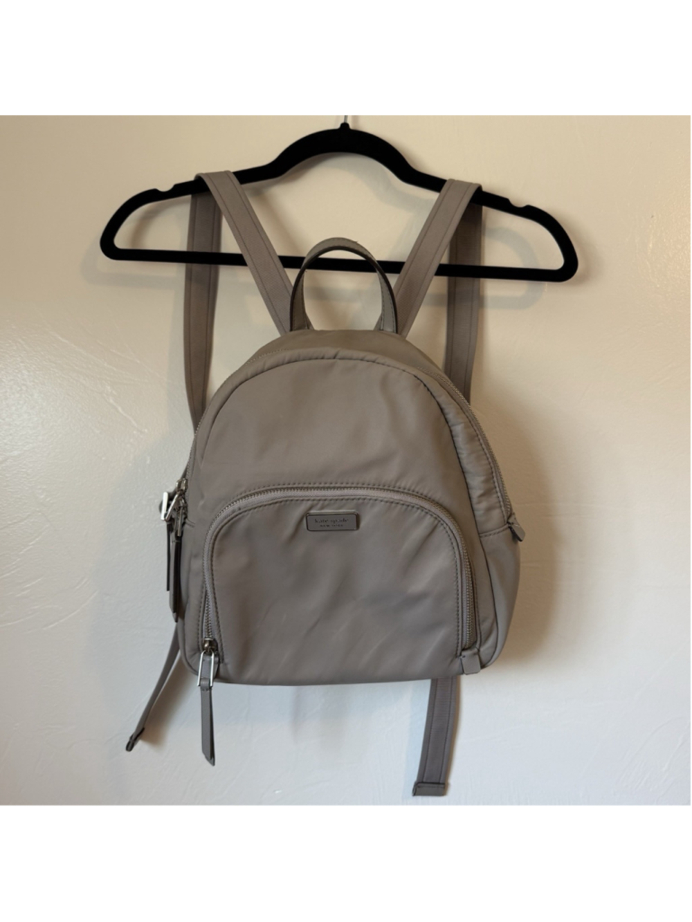 Kate Spade Dawn Medium Mini Backpack Nylon Grey Taupe
